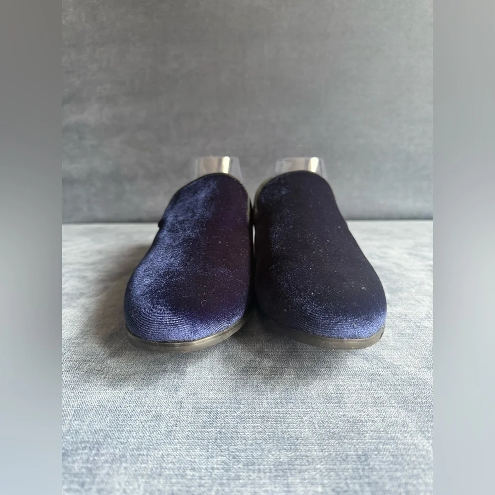 JF. J Ferrar Navy Velvet Slip On Loafers Mens SZ 10M Memory Foam Dressy Formal